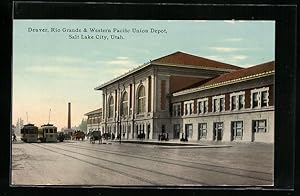 Bild des Verkufers fr Postcard Salt Lake City, UT, Denver, Rio Grande, Western Pacific Union Depot zum Verkauf von Bartko-Reher