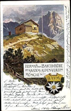 Künstler Ansichtskarte / Postkarte Tirol Österreich, Hermann von Barth Hütte, Allgäuer Alpen, Aka...