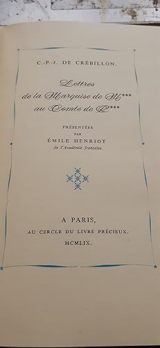 Imagen del vendedor de lettres de la marquise de m au comte de R a la venta por MBLIVRES