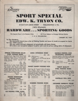 Edw K Tryon Company, Hardware & Sporting Goods (Angling). Sport Special : Catalogue 1949