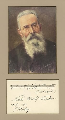 Bild des Verkufers fr Autograph musical quotation signed from the composer's symphonic suite, Sheherazade, Op. 35 zum Verkauf von J & J LUBRANO MUSIC ANTIQUARIANS LLC