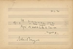 Bild des Verkufers fr Autograph musical quotation from Wozzeck. Signed in full zum Verkauf von J & J LUBRANO MUSIC ANTIQUARIANS LLC