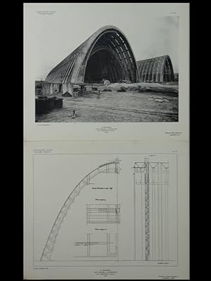 EUGENE FREYSSINET, HANGARS A DIRIGEABLES DE L'AEROPORT D'ORLY - 4 PLANCHES 1924