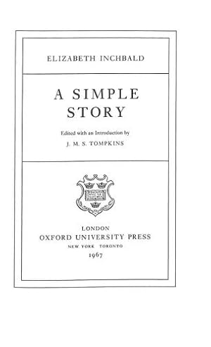 Bild des Verkufers fr Simple Story (Oxford English Novels) zum Verkauf von WeBuyBooks