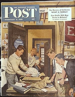 Bild des Verkufers fr Saturday Evening Post February 3, 1951 Stevan Dohanos FRONT COVER ONLY zum Verkauf von AcornBooksNH