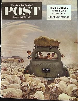 Immagine del venditore per Saturday Evening Post August 4, 1951 John Clymer FRONT COVER ONLY venduto da AcornBooksNH