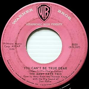 Seller image for You Can't Be True, Dear / Because Of You [7" 45 rpm Single] for sale by Kayleighbug Books, IOBA