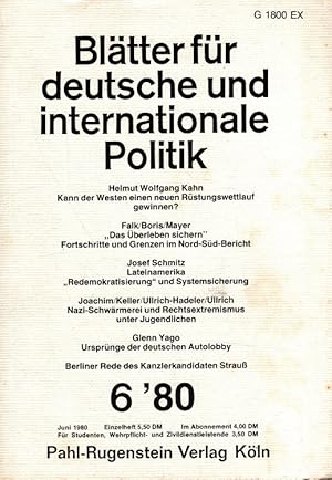 Immagine del venditore per Bltter fr deutsche und internationale Politik Heft 6/80 (25. Jahrgang) venduto da Versandantiquariat Nussbaum