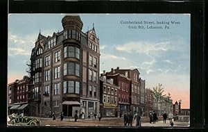 Postcard Lebanon, PA, Cumberland Street, looking West from 8th