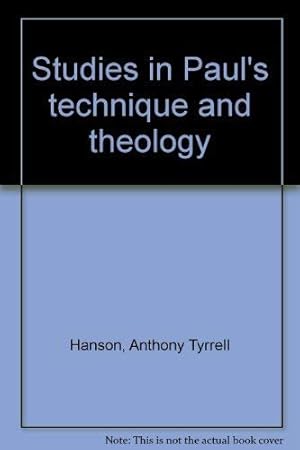 Seller image for Studies in Paul's technique and theology for sale by Redux Books