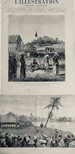 1884 VIETNAM EXECUTION PIRATE CHINOIS 2 JOURNAUX ANCIENS