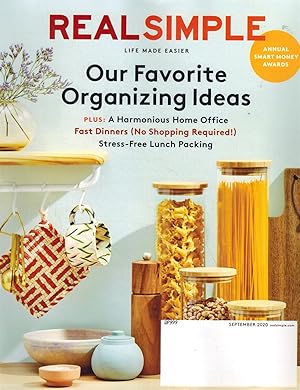 Immagine del venditore per REAL SIMPLE MAGAZINE - SEPTEMBER 2020 - OUR FAVORITE ORGANIZING IDEAS venduto da Z-A LLC