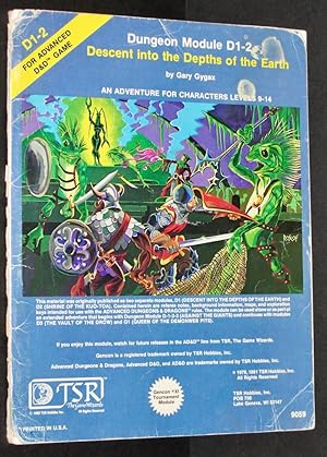 Imagen del vendedor de Descent into the Depths of the Earth (Advanced Dungeons & Dragons Module D1-2) a la venta por Eyebrowse Books, MWABA