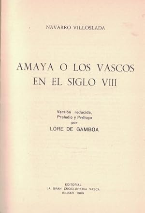 Imagen del vendedor de AMAYA O LOS VASCOS EN EL SIGLO VIII a la venta por Librera Torren de Rueda