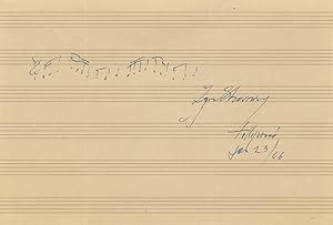 Bild des Verkufers fr Autograph musical quotation from Petrushka. Signed in full zum Verkauf von J & J LUBRANO MUSIC ANTIQUARIANS LLC