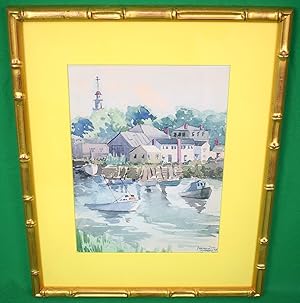 Nantucket Harbor Scene 1958 Watercolor