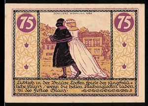 Notgeld Rudolstadt 1921, 75 Pfennig, Schiller mit Gattin vor seiner Wohnung 1788