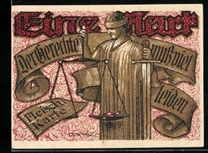 Bild des Verkufers fr Notgeld Tonndorf-Lohe 1921, 1 Mark, Der Gerechte muss viel leiden., Justitia zum Verkauf von Bartko-Reher
