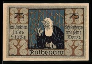 Notgeld Rathenow, 75 Pfennig, Fotograf mit Fotoapparat - Plattenkamera, Ortsansicht