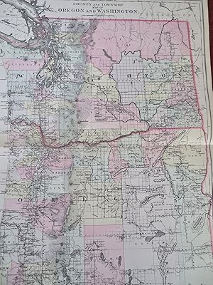 Washington & Oregon Seattle Portland Salem Olympia 1887 Bradley-Mitchell map