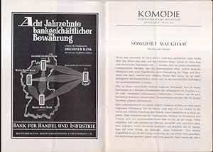 Seller image for Programmheft zu: Viktoria. - Eine Farce von W. Somerset Maugham. Spielzeit 1955 / 1956. - Bearbeitet und fr die Bhne eingerichtet von Victor de Kowa. - Regie: Rudolf Schndler. - Bhnenbild und Kostme: Viktoria v. Schack. - Mit: Renate Mannhardt, Wolfgang Lukschy, Wolfgang Neuss, Blandine Ebinger u. a. - for sale by Antiquariat Carl Wegner