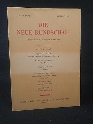Bild des Verkufers fr Die neue Rundschau - Herbst 1947, achtes Heft. zum Verkauf von ANTIQUARIAT Franke BRUDDENBOOKS