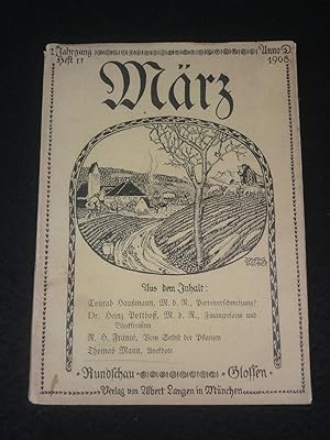 Imagen del vendedor de Mrz - Halbmonatsschrift fr deutsche Kultur. Zweiter Jahrgang, Erstes Juni-Heft 1908 mit einer Anekdote von Thomas Mann a la venta por ANTIQUARIAT Franke BRUDDENBOOKS