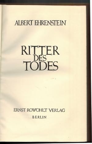 Ritter des Todes. Die Erzählungen 1900 - 1919.