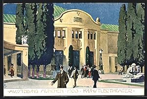 Ansichtskarte München, Ausstellung 1908, Künstlertheater