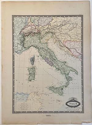 Cartography, colored lithography | Italy in 1861 (gekleurde kaart van Italie), published 1862, 1 p.