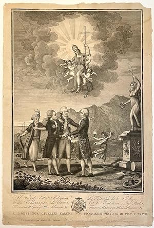 Antique print, etching and engraving | Il trionfo della Religione (allegorie op de triomf van de ...