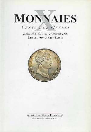 Bild des Verkufers fr CGB. Monnaies X. Vente sur offres. Collection Alain Davis, 31 octobre 2000 zum Verkauf von Librairie Archaion