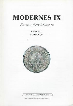 Image du vendeur pour CGB. Modernes IX. Vente  prix marqus. Spcial 5 Francs mis en vente par Librairie Archaion