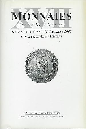 Image du vendeur pour CGB Monnaies XVII. Vente sur offres. Collection Alain Tissire, 31 dcembre 2002 mis en vente par Librairie Archaion