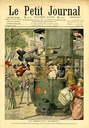 "LE PETIT JOURNAL N°968 du 6/6/1909" UN ÉMOUVANT ACCIDENT : En montant à l'impériale d'un tramway...