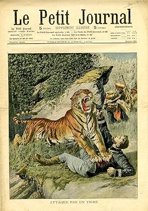 "LE PETIT JOURNAL N°959 du 4/4/1909" ATTAQUÉ PAR UN TIGRE / Comment un Aéronaute punit des paysan...