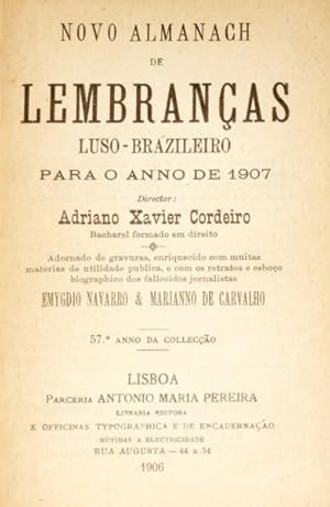 NOVO ALMANACH DE LEMBRANÇAS LUSO-BRAZILEIRO PARA O ANO DE 1907.