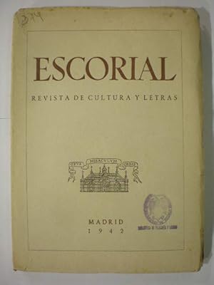 Bild des Verkufers fr Escorial. Revista de cultura y letras. Tomo IX. Nmero 24 - Octubre 1942 zum Verkauf von Librera Antonio Azorn