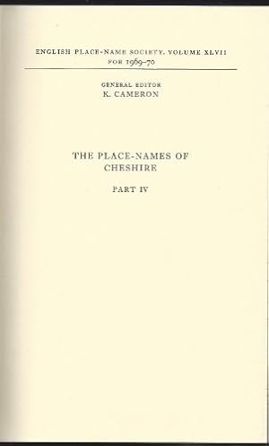 Immagine del venditore per English Place-Name Society: Volume 47, The Place-Names of Cheshire, Part 4, The Place-Names of Broxton Hundred and Wirral Hundred venduto da WeBuyBooks