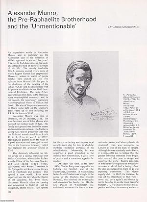 Seller image for Alexander Munro, the Pre-Raphaelite Brotherhood and the 'Unmentionable'. An original article from Apollo, International Magazine of the Arts, 1982. for sale by Cosmo Books