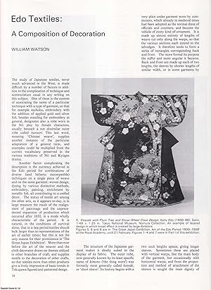 Immagine del venditore per Japanese Edo Textiles: A Composition of Decoration. Together with, Japanese Prints and their Relationship with Painting. Two original articles from Apollo, International Magazine of the Arts, 1982. venduto da Cosmo Books