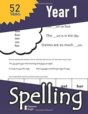 Seller image for Year 1 Spelling: 52 Weeks of Spelling - Vocabulary Sentences (with Answer Key)    High Frequency Sight Words (Flash Cards Included) : Comprehensive . Vocab, & Reading): Year 1 (Ages 5-6) for sale by WeBuyBooks