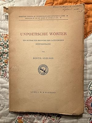 Image du vendeur pour Unpoetische Wrter, ein Beitrag zur Kenntnis der Lateinischen Dichtersprache mis en vente par Curculio Scholarly Books