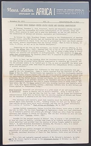 News Letter: Spotlight on Africa. XII, no. 11 (November 19, 1953)