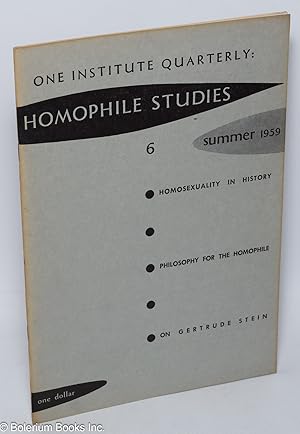 Seller image for One Institute Quarterly: Homophile Studies ; #6, vol. 2, #3, Summer 1959 for sale by Bolerium Books Inc.