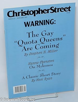 Immagine del venditore per Christopher Street: #221, January, 1995: Warning: The Gay "Quota Queens" Are Coming venduto da Bolerium Books Inc.