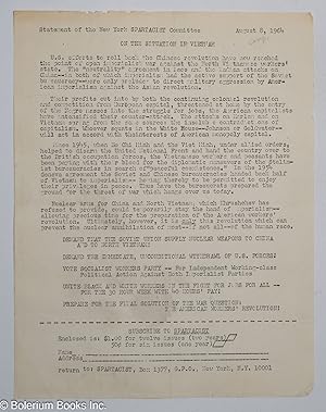 Imagen del vendedor de Statement of the New York Spartacist Committee: on the situation in Vietnam a la venta por Bolerium Books Inc.