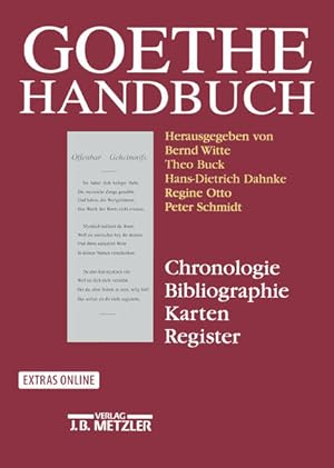 Bild des Verkufers fr Goethe-Handbuch [Ergnzungsband] : Chronologie, Bibliographie, Karten, Register. zum Verkauf von Antiquariat Thomas Haker GmbH & Co. KG