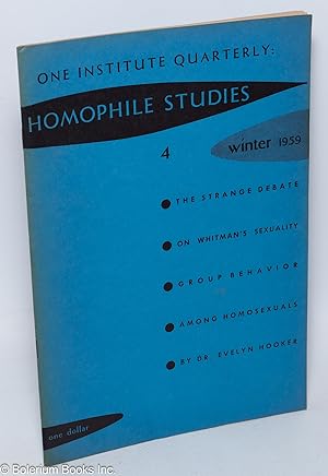 One Institute Quarterly: Homophile Studies ; #4, vol. 1, #4, Winter, 1959
