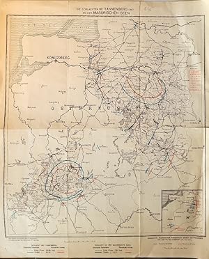 [Karte] Die Schlachten bei Tannenberg und an den Masurischen Seen. Maßstab: 3,8 cm = 25 km. Nach ...